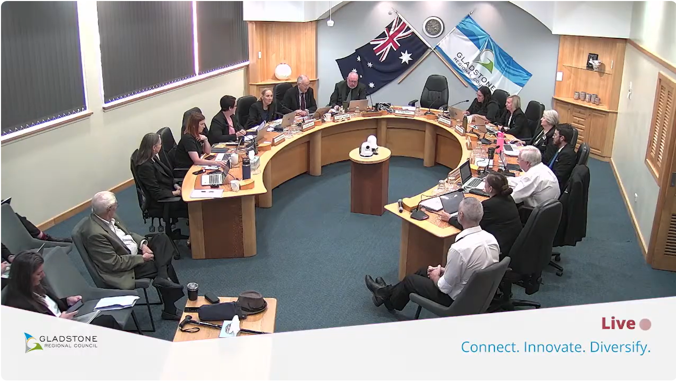 Councillors and Council Officers sitting together in the Council Chambers for a General Meeting.